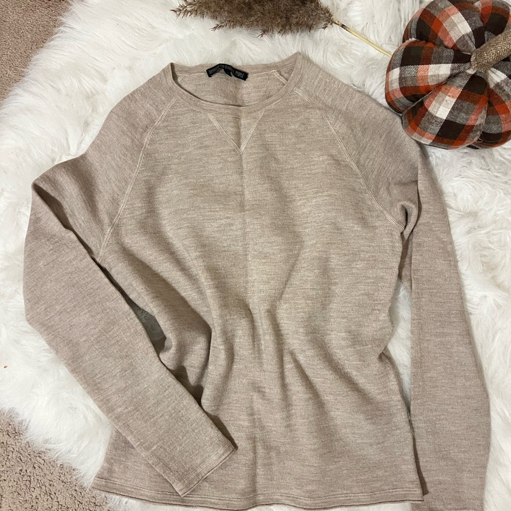 Real WOOL Women's Beige  Sweater